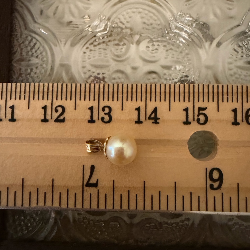 Vintage 14kt solid yellow gold and pearl pendant - Picture 5 of 5